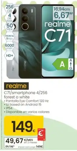 Eroski realme C71/smartphone 4/256 forest o white oferta