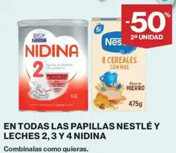Hipercor Nestlé papillas y leches Nidina oferta