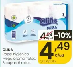 Eroski Oliña papel higiénico mega aroma talco oferta