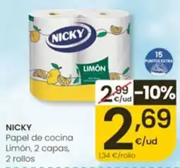 Eroski Nicky papel de cocina limón 2 capas oferta