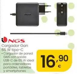 Eroski NGS Cargador Gan 65 W tipo-C oferta