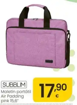 Eroski Subblim maletín portátil air padding pink 15,6" oferta
