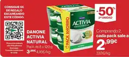 Hipercor Danone Activia Natural oferta