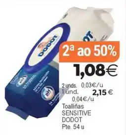 Supermercados Aquí Toallínas sensitive dodot oferta