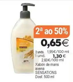 Supermercados Aquí Sensations xabón de mans avena oferta