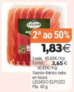 Supermercados Aquí Legado xamón ibérico cebo en liscos oferta