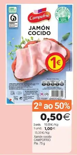 Supermercados Aquí Campofrío jamón cocido oferta