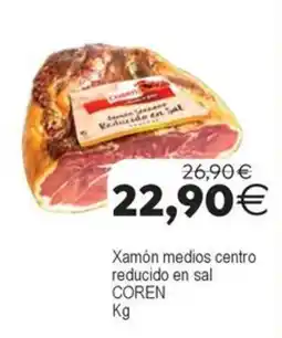 Supermercados Aquí Xamón medios centro reducido en sal COREN oferta
