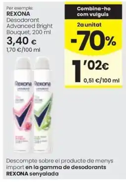 Caprabo Rexona desodorant advanced bright bouquet oferta