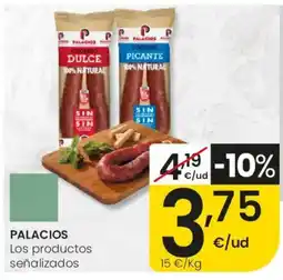 Eroski Palacios chorizo dulce chorizo picante oferta