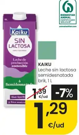 Eroski Kaiku leche sin lactosa semidesnatada oferta