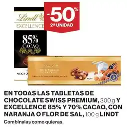 Hipercor Lindt chocolate swiss premium excellence oferta