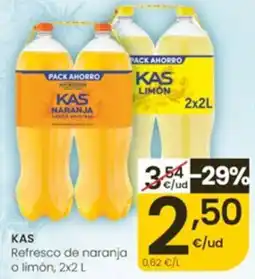Eroski Kas refresco de naranja o limón oferta