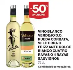 Hipercor Veliterra vino blanco verdejo d.o. rueda corbata oferta
