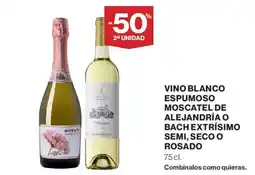 Hipercor Bach vino blanco espumoso moscatel de alejandría o bach extrísimo semi, seco o rosado oferta