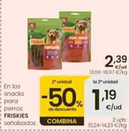 Eroski Friskies snacks para perros oferta