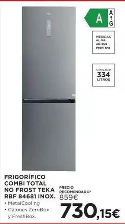 Hipercor Teka frigorífico combi total no frost rbf 84681 inox oferta