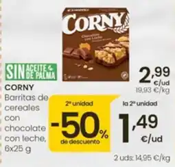 Eroski Corny barritas de cereales con chocolate con leche oferta