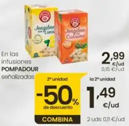 Eroski Pompadour infusion jengibre con lima jengibre con cúrcuma oferta