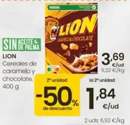 Eroski Lion cereales de caramelo y chocolate oferta