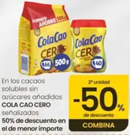 Eroski Cola cao cacao soluble sin azúcares añadidos oferta