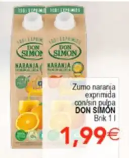 SPAR Zumo naranja exprimida con/sin pulpa DON SIMÓN oferta