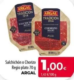 SPAR Lanzarote Argal salchichón o chorizo regio plato oferta