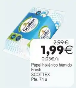Supermercados Aquí Scottex papel hixiènico húmido fresh oferta