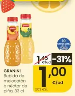 Eroski Granini bebida de melocotón o néctar de piña oferta