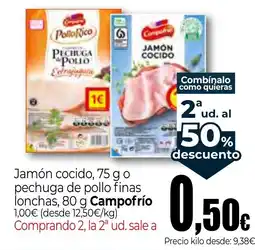 Unide Market Campofrío jamón cocido pechuga de pollo finas lonchas oferta