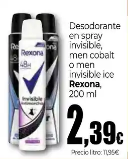 Unide Market Rexona desodorante en spray invisible oferta