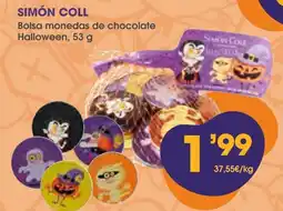Supermercados Plaza Simón Coll bolsa monedas de chocolate halloween oferta