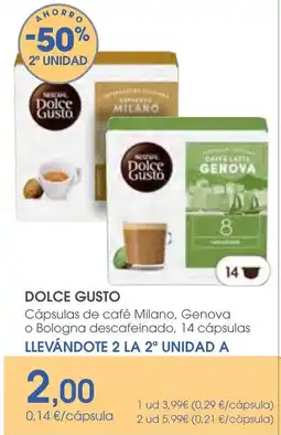 Supermercados Plaza Dolce Gusto cápsulas de café milano genova o bologna descafeinado oferta
