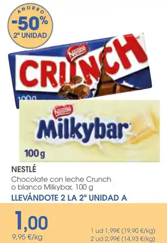 Nestlé chocolate con leche crunch o blanco milkybar
