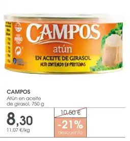 Supermercados Plaza Campos atún en aceite de girasol oferta