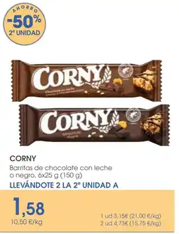Supermercados Plaza Corny barritas de chocolate con leche o negro oferta