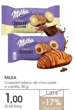 Supermercados Plaza Milka croissant relleno de chocolate o vainilla oferta