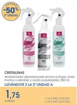 Supermercados Plaza Cristalinas ambientador absorbeolores aroma o limpio brisa marina o sandalo y cedro pulverizador oferta