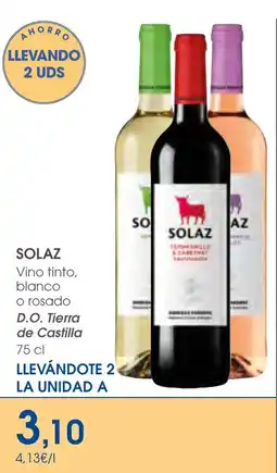 Supermercados Plaza Solaz vino tinto, blanco o rosado oferta
