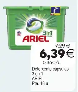 Plenus Supermercados Ariel detergente cápsulas 3 en 1 oferta
