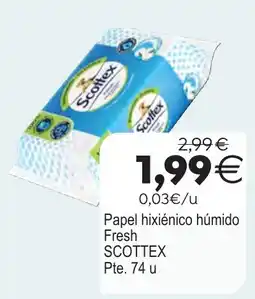 Plenus Supermercados Scottex papel hixiénico húmido fresh oferta