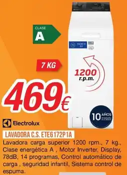 Expert Electrolux lavadora c.s. ete6172p1a oferta