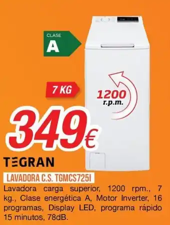 Tegran lavadora c.s. tgmcs725i