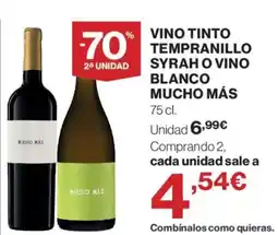 Hipercor Mucho Más vino tinto tempranillo syrah o vino blanco oferta
