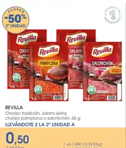 Supermercados Plaza Revilla chorizo tradición, salami extra, chorizo pamplona o salchichón oferta