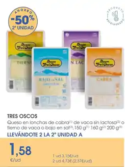 Supermercados Plaza Tres Oscos Queso en lonchas de cabra o tierno de vaca o bajo en sal oferta