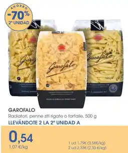 Supermercados Plaza Garofalo radiatori, penne ziti rigate o farfalle oferta