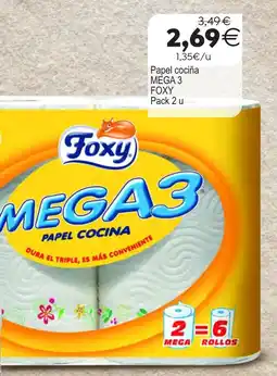 Plenus Supermercados Foxy papel cocina mega 3 oferta