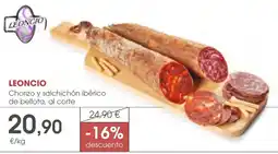 Supermercados Plaza Leoncio chorizo y salchichón ibérico de bellota, al corte oferta