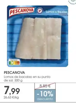 Supermercados Plaza Pescanova lomos de bacalao en su punto de sal oferta